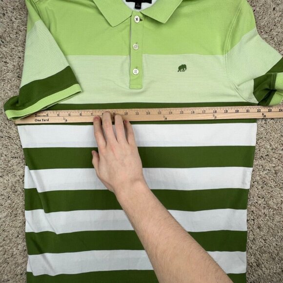 Banana Republic Polo Shirt Mens Large Green Striped Adult Casual Cotton S/S - Picture 7 of 8
